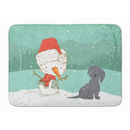 Carolines Treasures Black Maltese Snowman Christmas Machine Washable Memory Foam Mat CK2092RUG